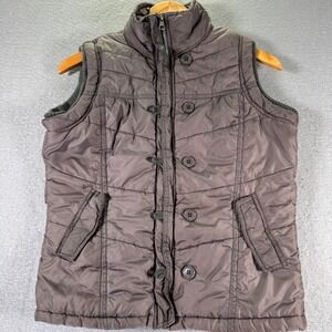 Vintage Paris Blues Puffer Vest Womens Medium Gray Loop Comfort Outerwear Y2K